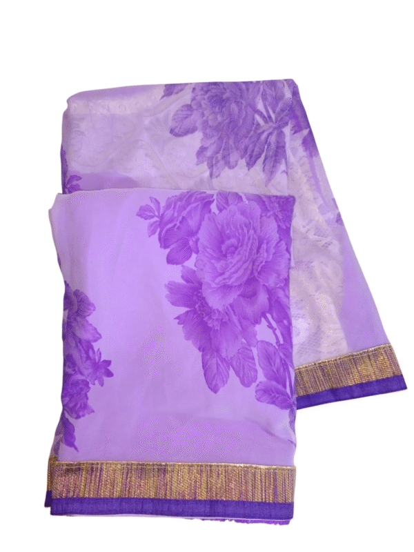 Chiffon Purple Saree - Image 4