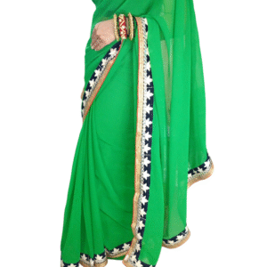Georgette Chiffon Saree in Green Color