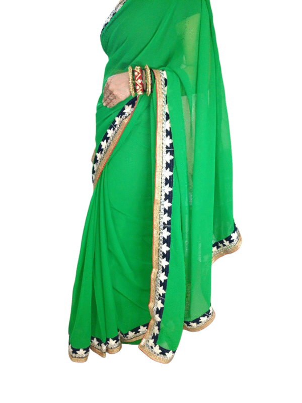 Georgette Chiffon Saree in Green Color