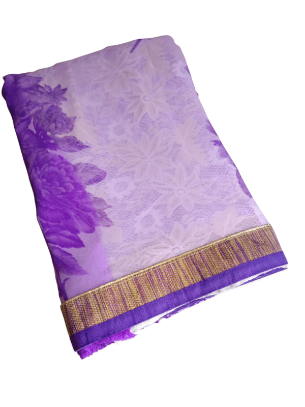Chiffon Purple Saree - Image 2