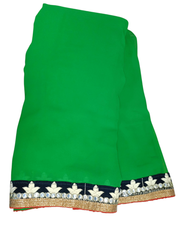 Georgette Chiffon Saree in Green Color - Image 3