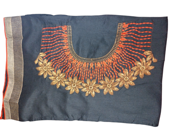 Chiffon Multicolor Embroidery Saree - Image 5
