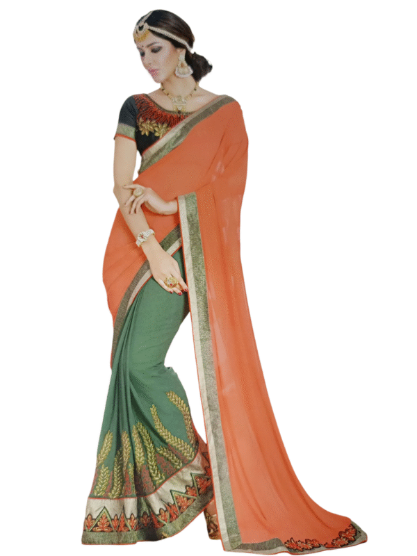 Chiffon Multicolor Embroidery Saree