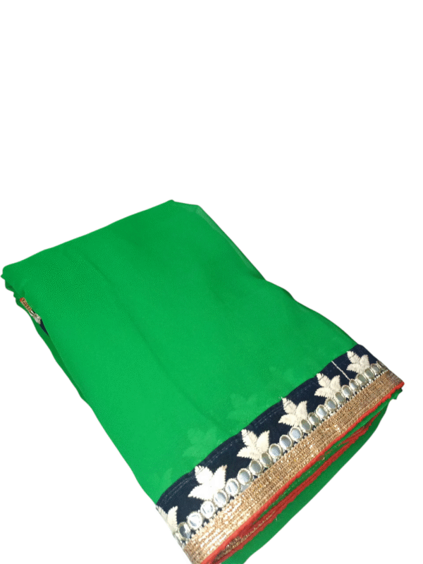 Georgette Chiffon Saree in Green Color - Image 2