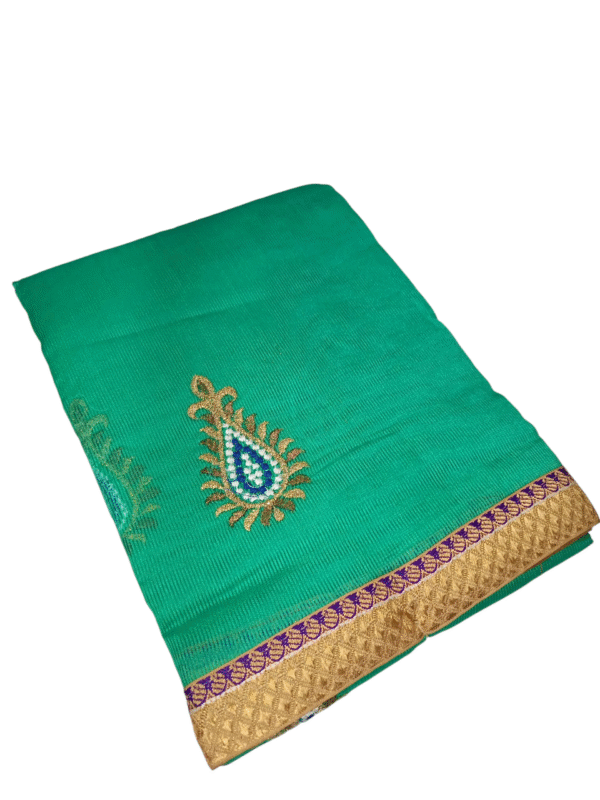 Cotton Silk Saree in Rama Green Color - Image 2