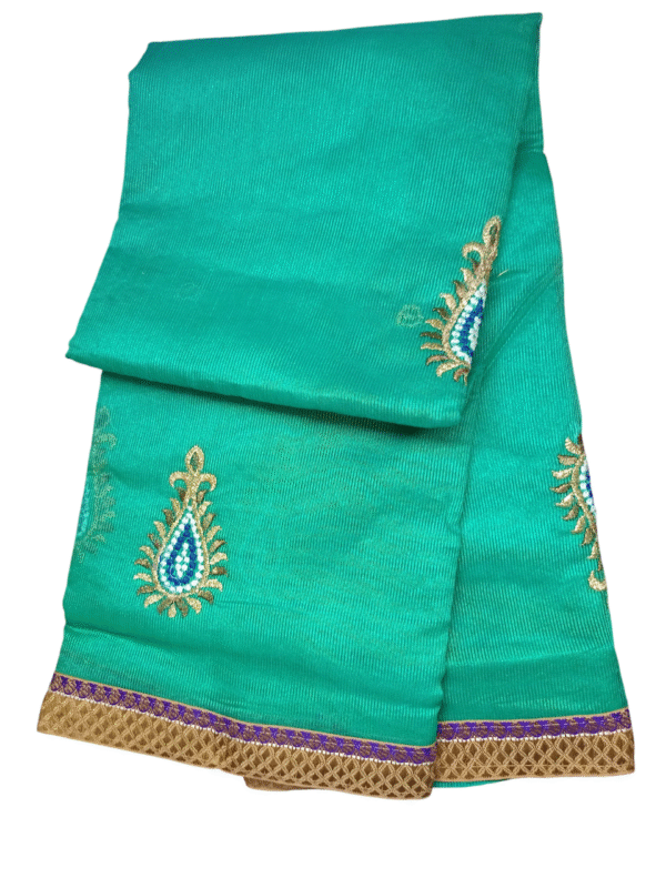 Cotton Silk Saree in Rama Green Color - Image 3