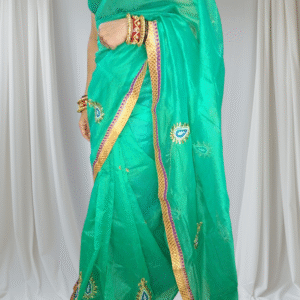 Cotton Silk Saree in Rama Green Color
