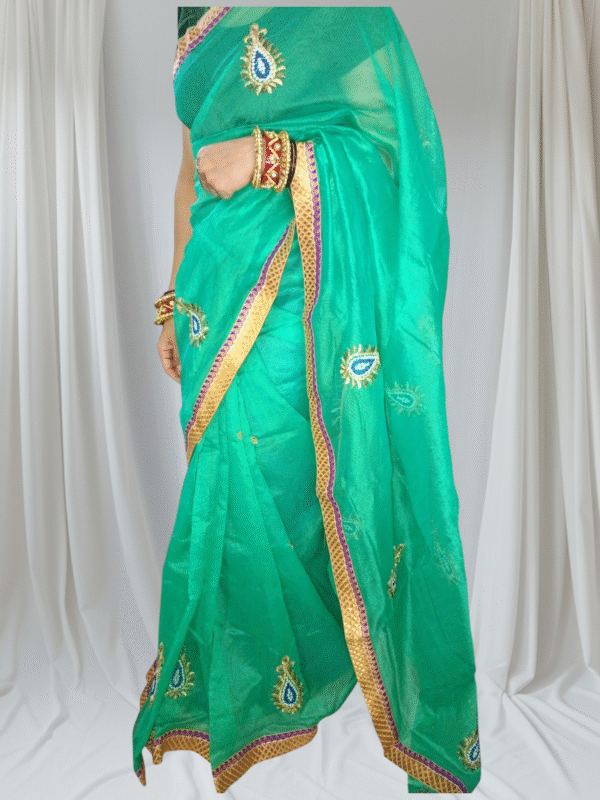 Cotton Silk Saree in Rama Green Color