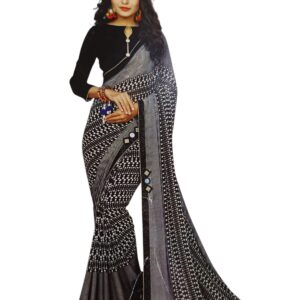Chiffon Saree in Black & White Print