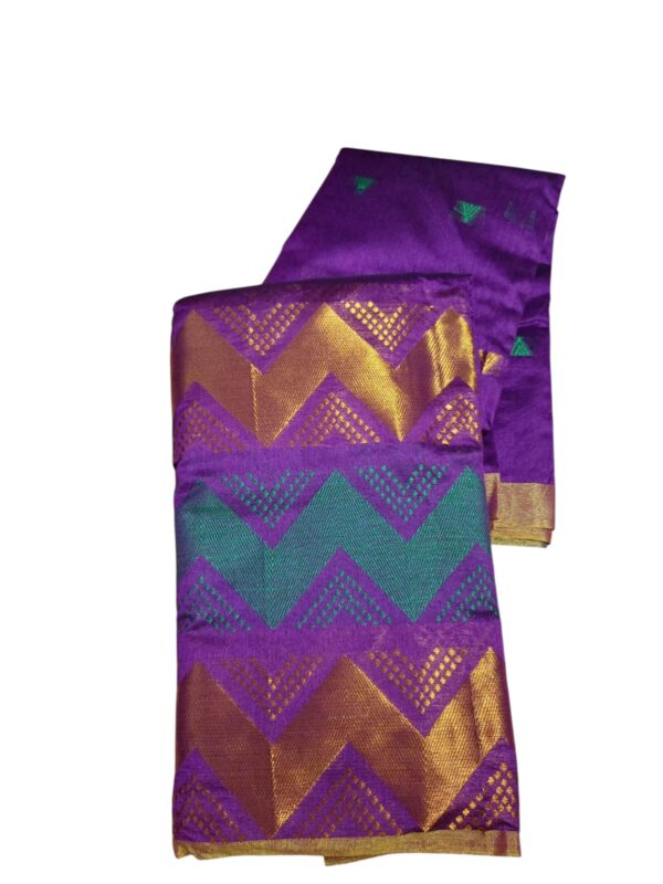 Semi Silk Purple Saree - Image 2