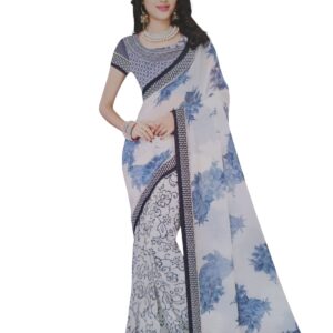 Pure Chiffon Cream Saree
