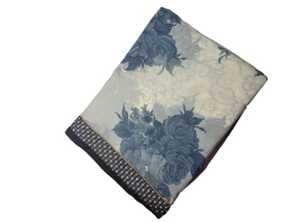 Pure Chiffon Cream Saree - Image 3