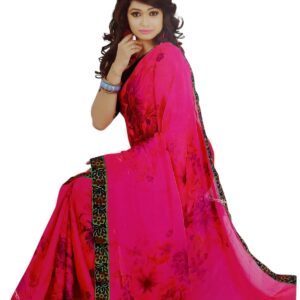 Pure Chiffon Hot Pink Saree