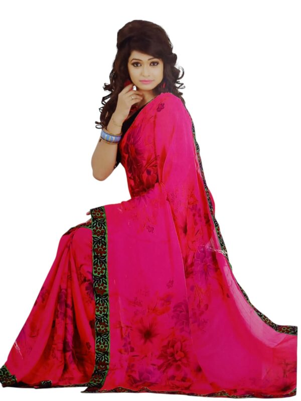 Pure Chiffon Hot Pink Saree