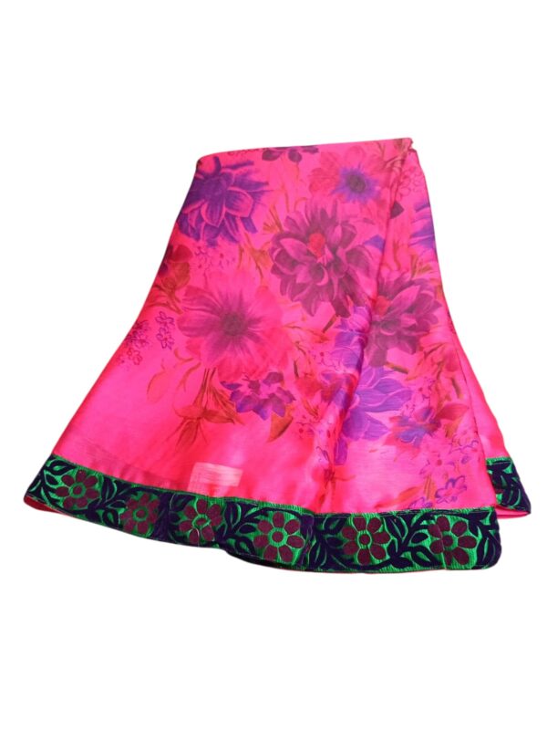 Pure Chiffon Hot Pink Saree - Image 4