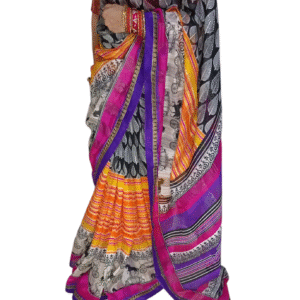 Cotton Multiprint Saree in Multicolor