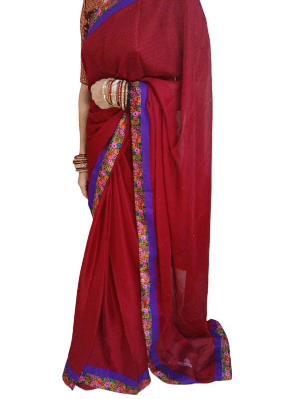 Lightweight Chiffon Saree in Maroon Color