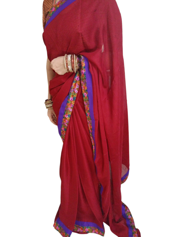 Lightweight Chiffon Saree in Maroon Color - Image 2