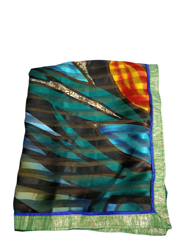 Multicolor Black Chiffon Saree - Image 2