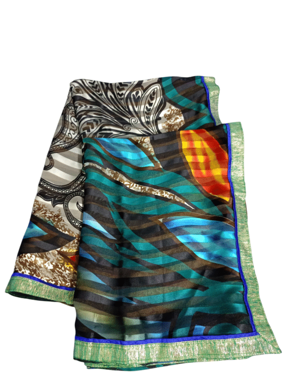 Multicolor Black Chiffon Saree - Image 4