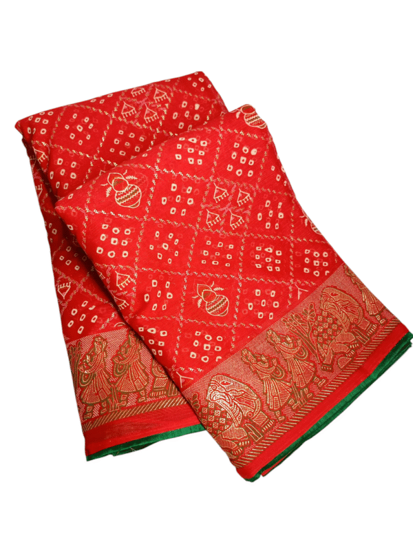 Chiffon Bandhani Printed Saree - Image 5