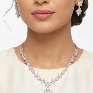 Baby Pink American Diamond Necklace