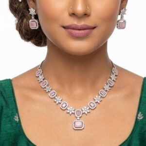 Baby Pink American Diamond Necklace (AD1)