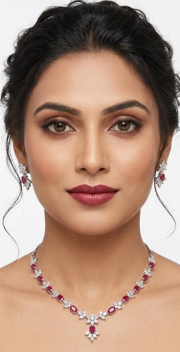 Hot Pink American Diamond Necklace - Image 2