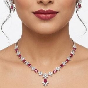 Hot Pink American Diamond Necklace