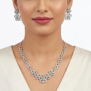 Mint Green American Diamond Necklace (AD)
