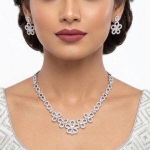 White American Diamond Necklace (AD)