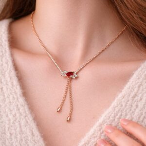 Anti-Tarnish Rose Gold Crystal Pendant Necklace