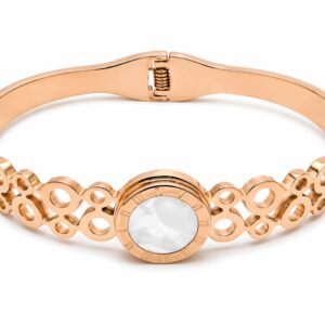 Luxury Rose Gold Anti-Tarnish Bracelet with Circular Stone Dial Design