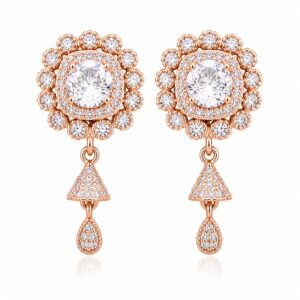 Anti-Tarnish Rose Gold Floral Drop Earrings