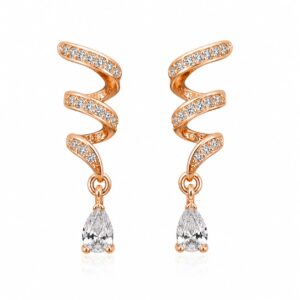 Anti-Tarnish Crystal Spiral Drop Earrings for Women