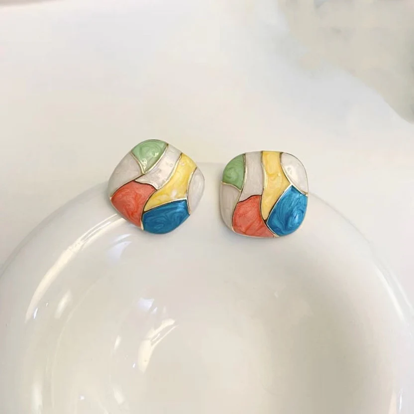 Pastel Abstract Stud Earrings for Women - Image 2
