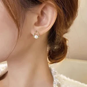 Elegant Pearl Teardrop Stud Earrings