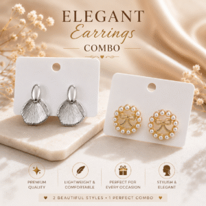 Korean Silver Textured Drop & Pearl Bow Stud Earrings