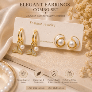 Elegant Combo Set of Pearl Swirl Stud & Pearl Crystal Drop Earrings